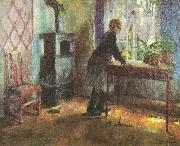 Harriet Backer Pike ved vinduet oil painting artist